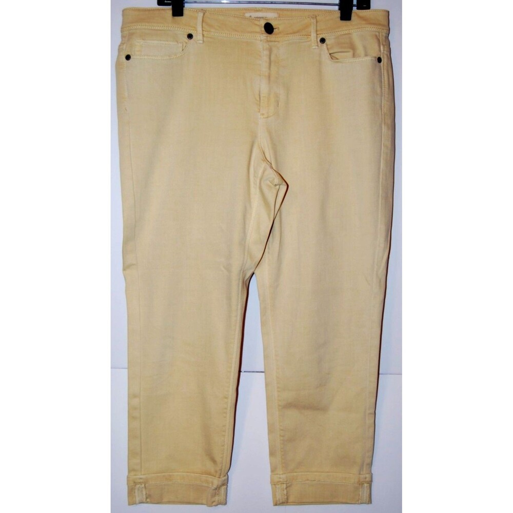 J Jill Denim Yellow Authentic Fit Slim Size 12 Stretch Pocket Zip MSRP $89